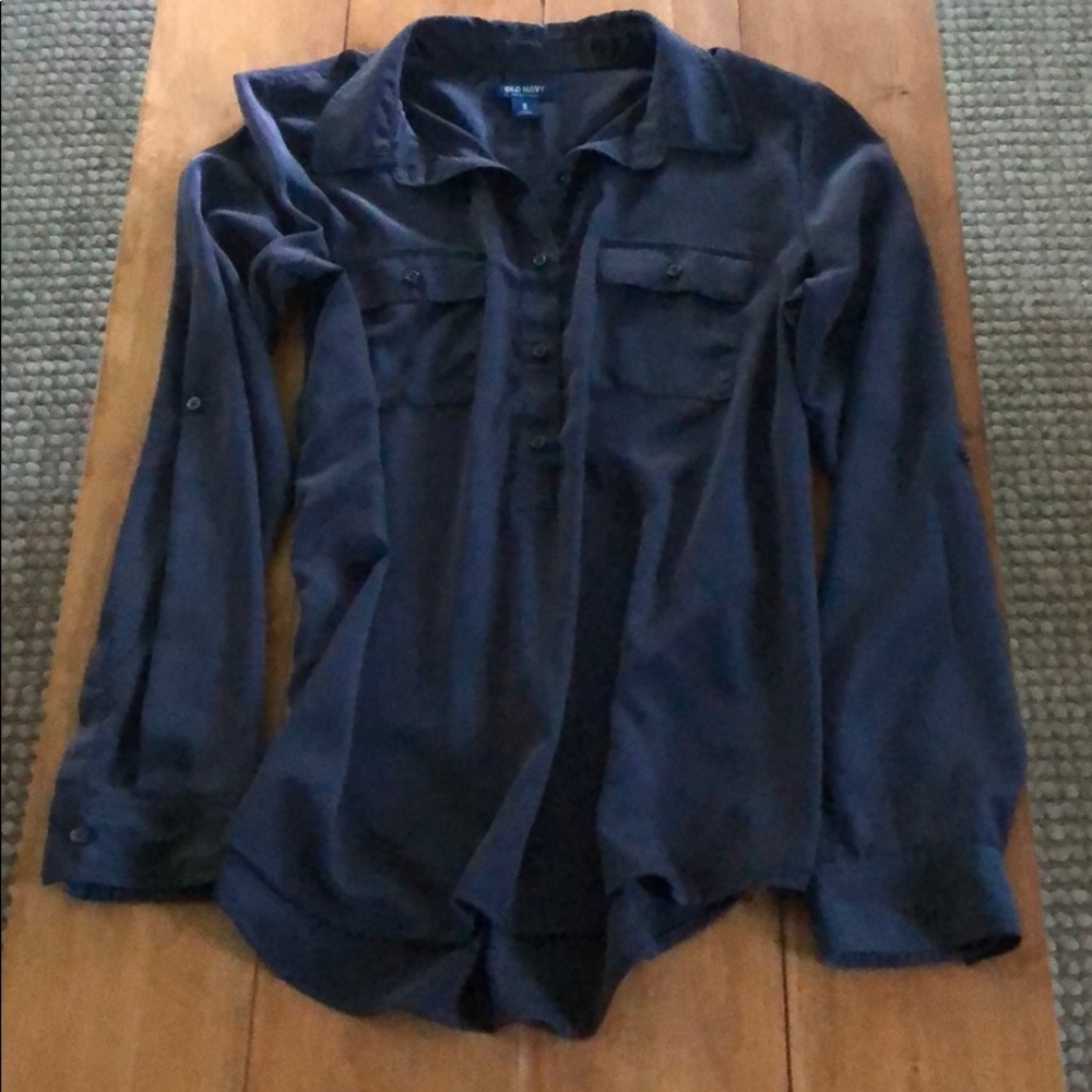Navy long sleeve blouse